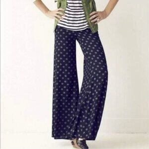 Cartonnier Anthropologie Pants 4 Geometric Circle‎ Wide Leg Palazzo Navy Blue